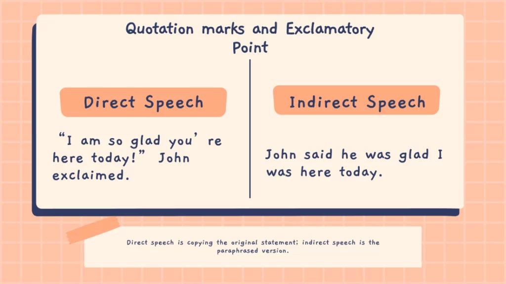 quotation marks and exclamatory points direct and indirect speech