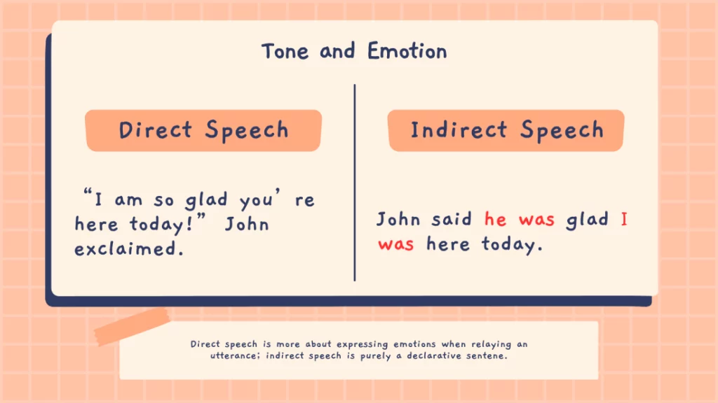 tone and emotions of direct and indirect speech