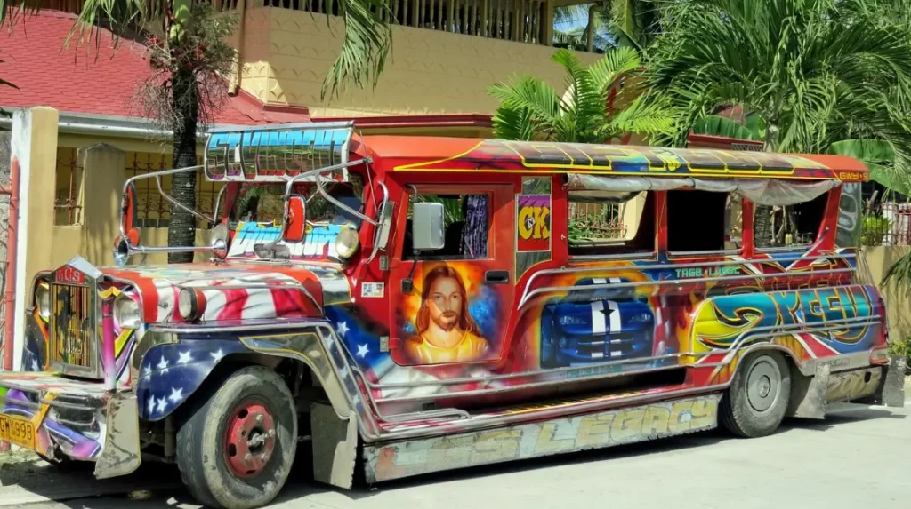 The colorful jeepneys in the Philippines