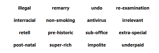 Приставки в английском языке (Prefixes)