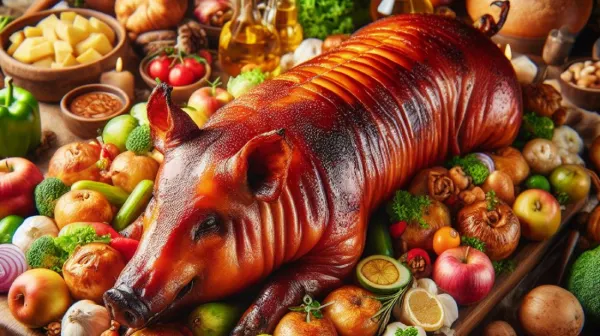 Lechon, one of the most popular Filipino dishes